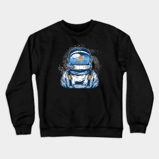 Astronaut in space with a fishbowl as a helmet! Crewneck Sweatshirt